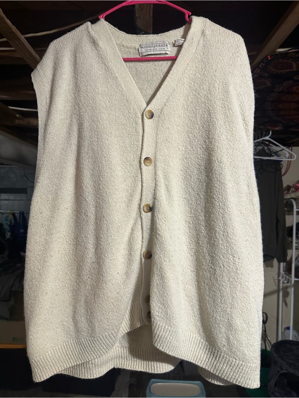 Cream Button-Front Knit Vest